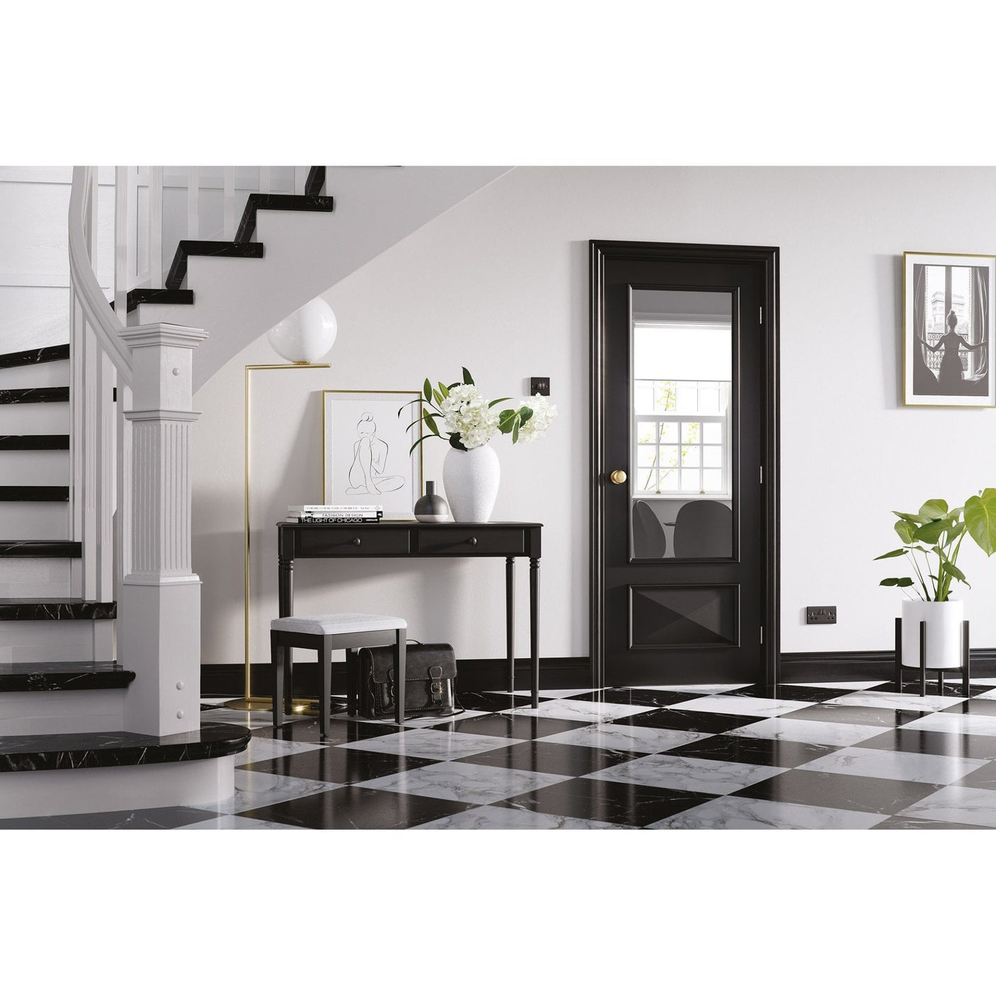 Black Knightsbridge Glazed 1L Door