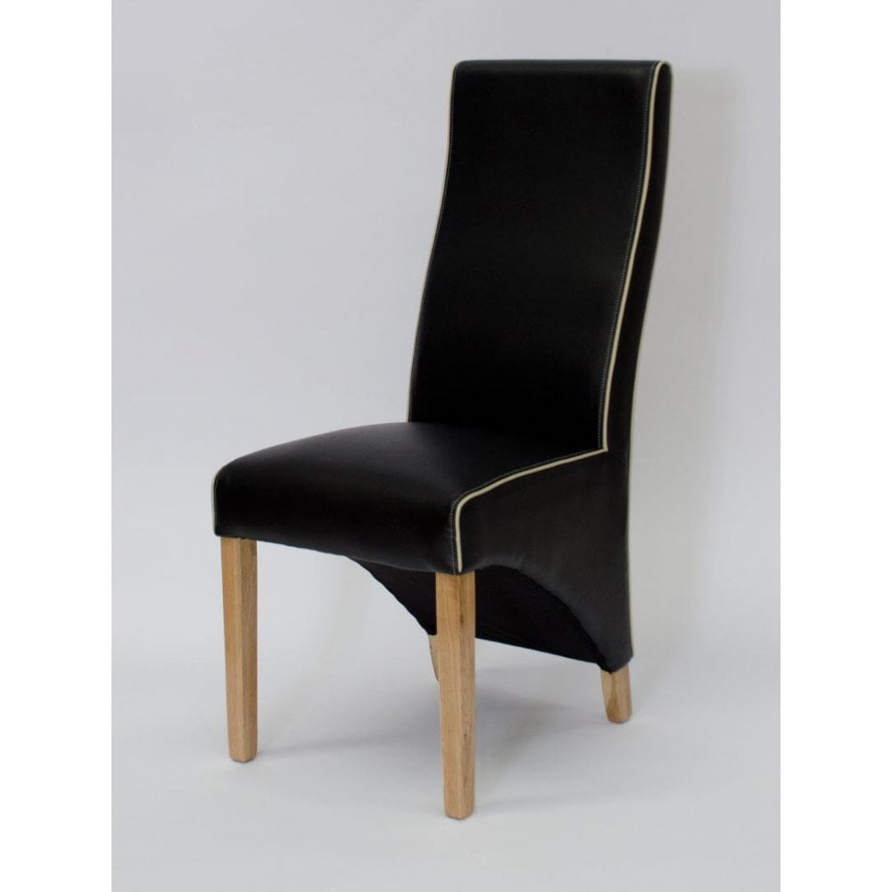 Wave Contrast Piping Dining Chair Noir&Bone