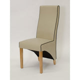 Wave Contrast Piping Dining Chair Bone/Noir