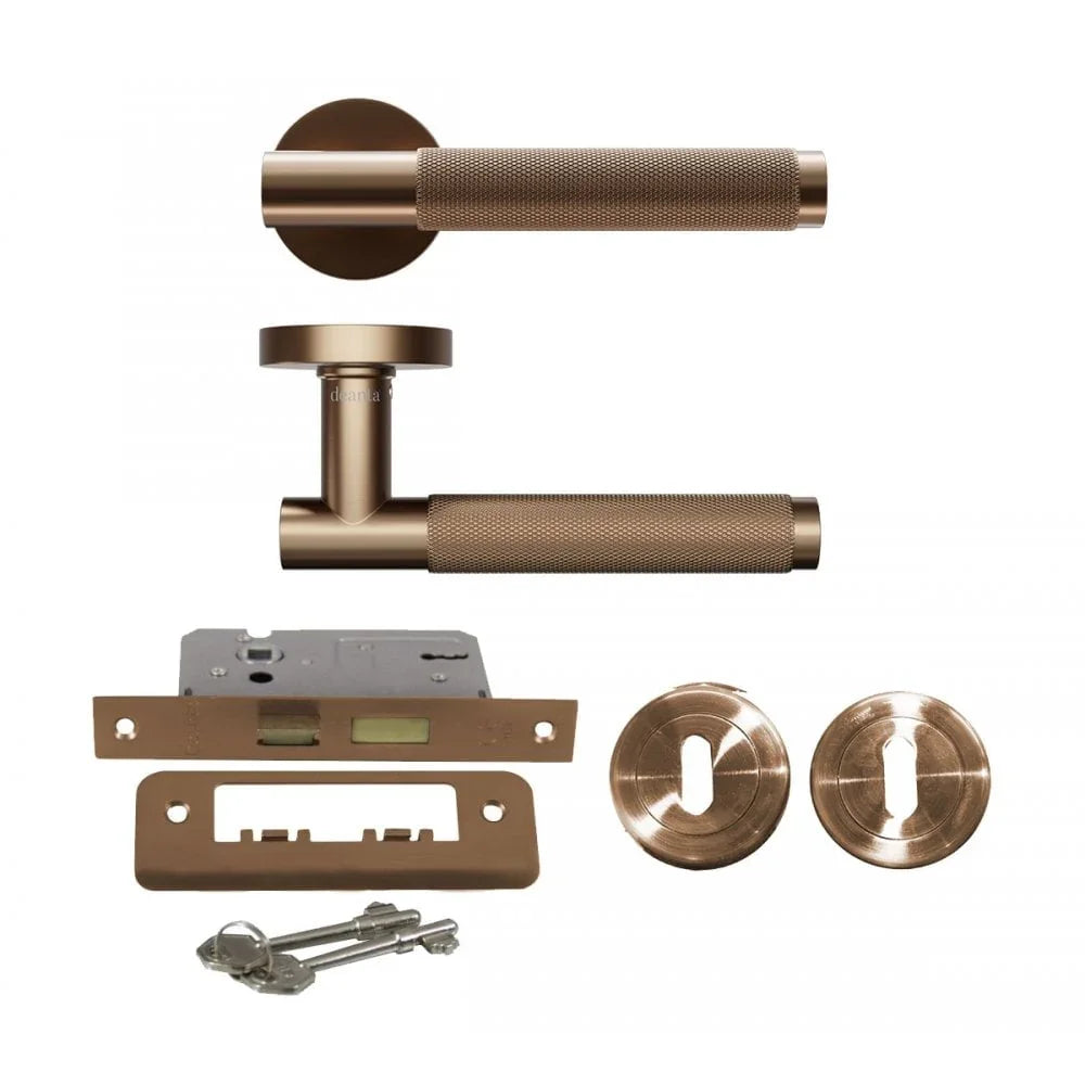 Roma Satin Dark Rose Gold Brush Bathroom Set Wc Lhh069