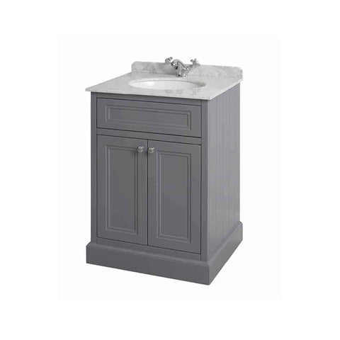 Charlotte 600mm Vanity Unit Slate Grey With White Marble Worktop