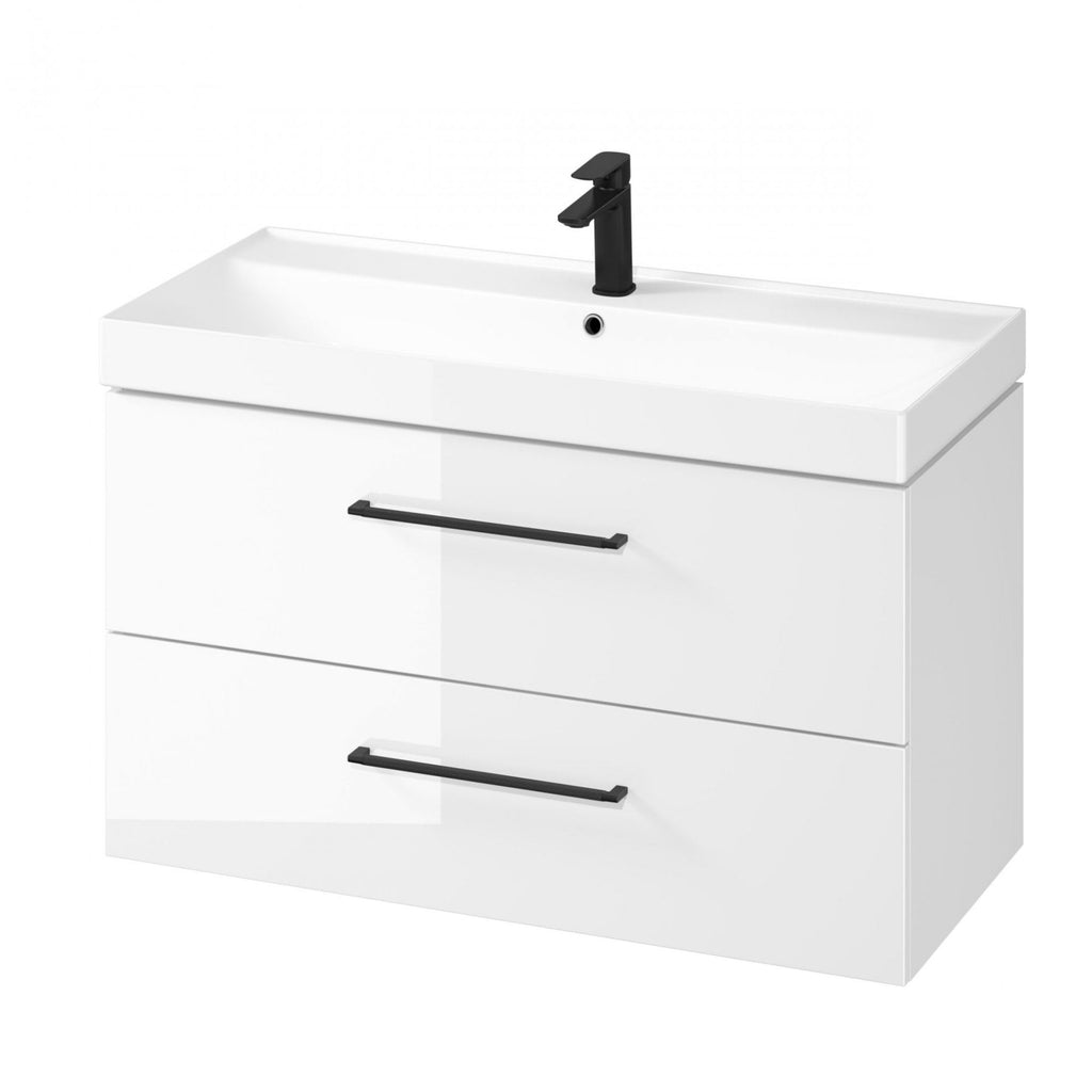 Larga 1000mm Basin & Wall Hung Unit White