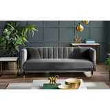 Salma Scalloped Back 3 Seater- Grey