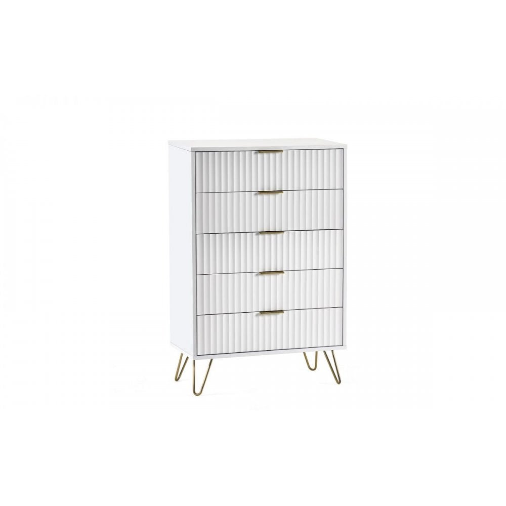 Murano 5 Drawer Chest - Matt White