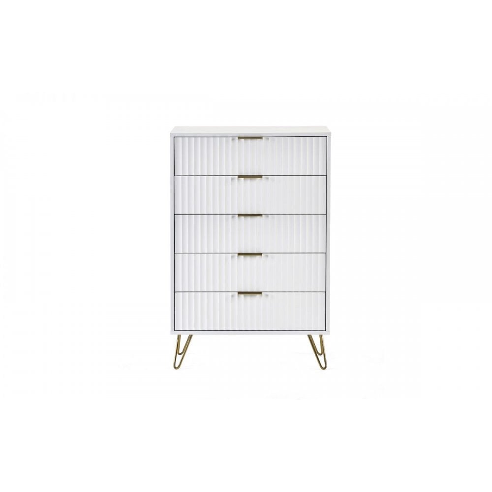 Murano 5 Drawer Chest - Matt White