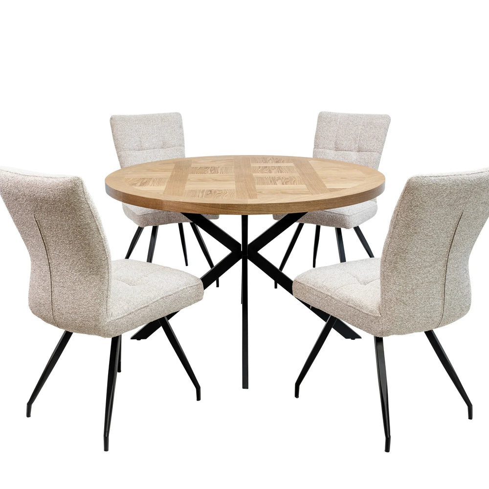 1.2m Round Medium Oak Veneer Dining Table - Stylish & Modern Design