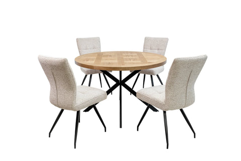 1.2m Round Medium Oak Veneer Dining Table - Stylish & Modern Design