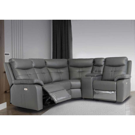 COLORADO CORNER CHARCOAL LEATHER ELECTRIC RECLINER CORNER SOFA -SOPHIA LEATHER ARMLESS SECTION - CHARCOAL
