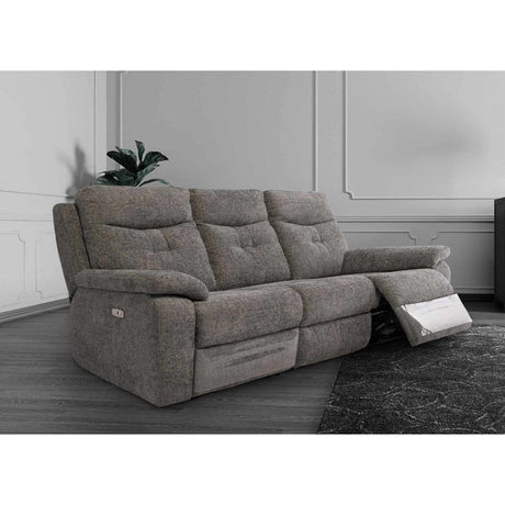 COLORADO GRAPHITE CHANEL FABRIC ELECTRIC RECLINER SOFA 3-SEATER