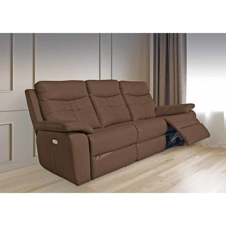 COLORADO BROWN LEATHER ELECTRIC RECLINER SOFA 3-SEATER