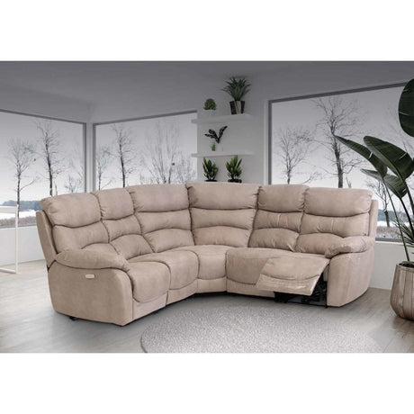 BERLIN CORNER NATURAL SOFT-TOUCH FABRIC RECLINER CORNER SOFA-BERLIN NATURAL RIGHT HAND FACING ARMREST (RECLINER)