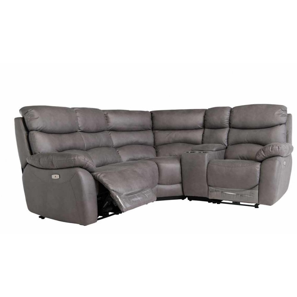 BERLIN CORNER GREY SOFT-TOUCH FABRIC RECLINER CORNER SOFA-BERLIN GREY LEFT HAND FACING ARMREST (RECLINER)