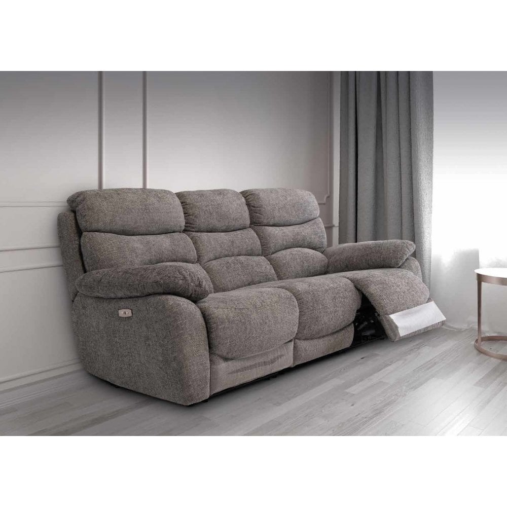 BRUGES ASH CHANEL FABRIC ELECTRIC RECLINER 3-SEATER