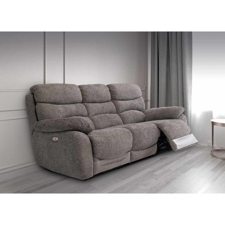 BRUGES ASH CHANEL FABRIC ELECTRIC RECLINER 3-SEATER