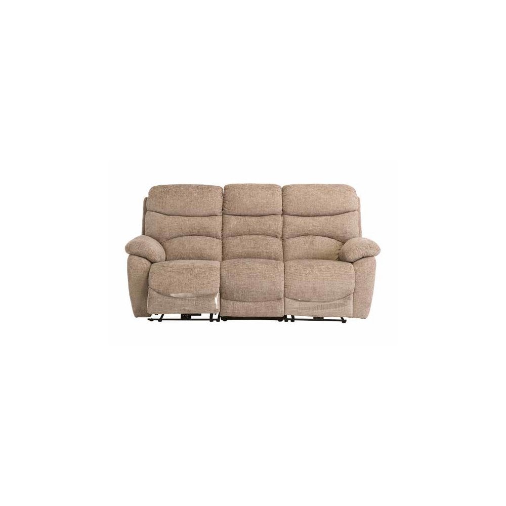 BERLIN SAND CHANEL FABRIC ELECTRIC RECLINER 3-SEATER