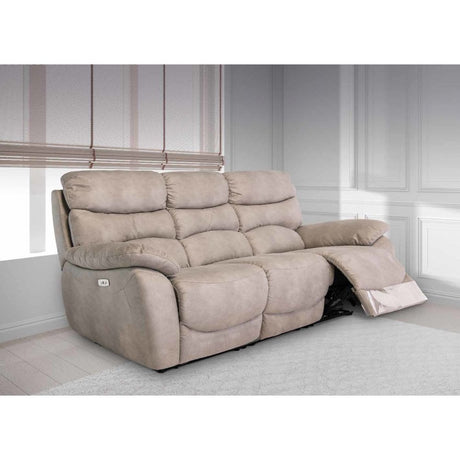 BERLIN NATURAL SOFT-TOUCH FABRIC ELECTRIC RECLINER 3- SEATER