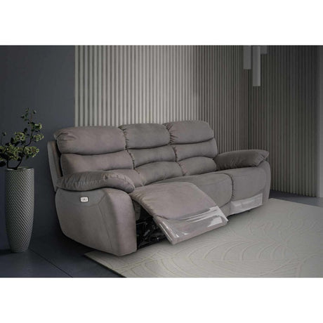 BERLIN GREY SOFT-TOUCH FABRIC ELECTRIC RECLINER 3- SEATER