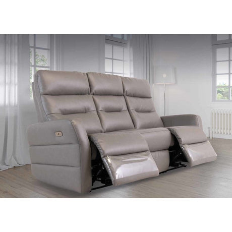 PHOENIX GREY LEATHER ELECTRIC RECLINER 3-SEATER