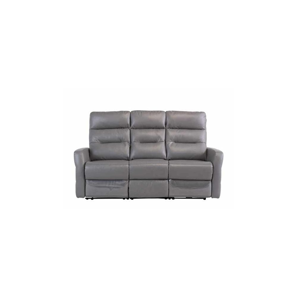 PHOENIX GREY LEATHER ELECTRIC RECLINER 3-SEATER