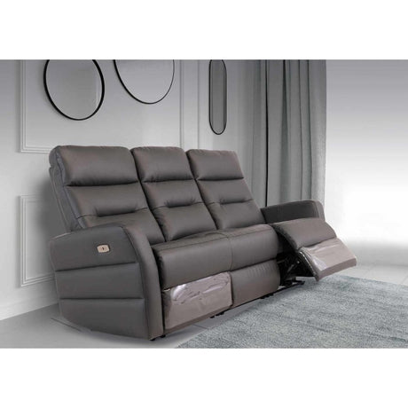 PHOENIX CHARCOAL LEATHER ELECTRIC RECLINER 3-SEATER