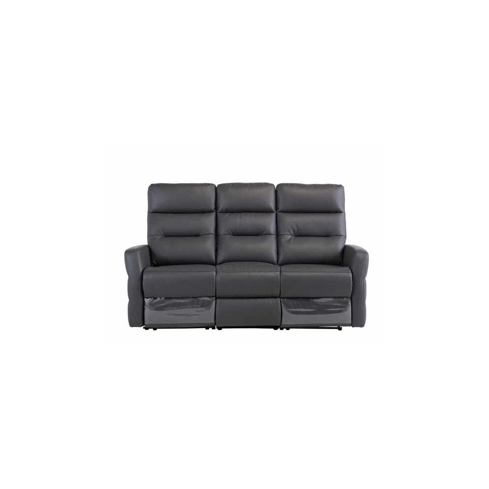 PHOENIX CHARCOAL LEATHER ELECTRIC RECLINER 3-SEATER