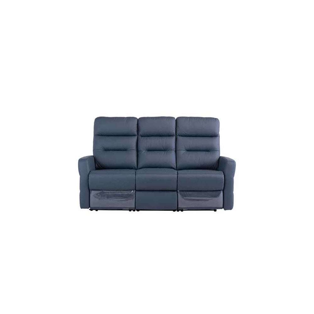 PHOENIX BLUE LEATHER ELECTRIC RECLINER 3-SEATER