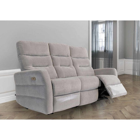 PHOENIX SILVER GREY HERRINGBONE FABRIC ELECTRIC RECLINER 3-SEATER
