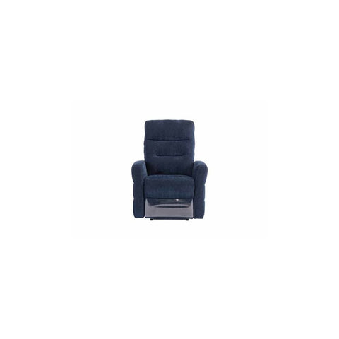 PHOENIX NAVY BLUE HERRINGBONE FABRIC ELECTRIC RECLINER SOFA ARMCHAIR