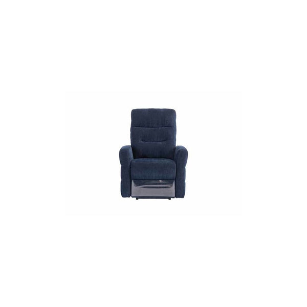 PHOENIX NAVY BLUE HERRINGBONE FABRIC ELECTRIC RECLINER SOFA ARMCHAIR
