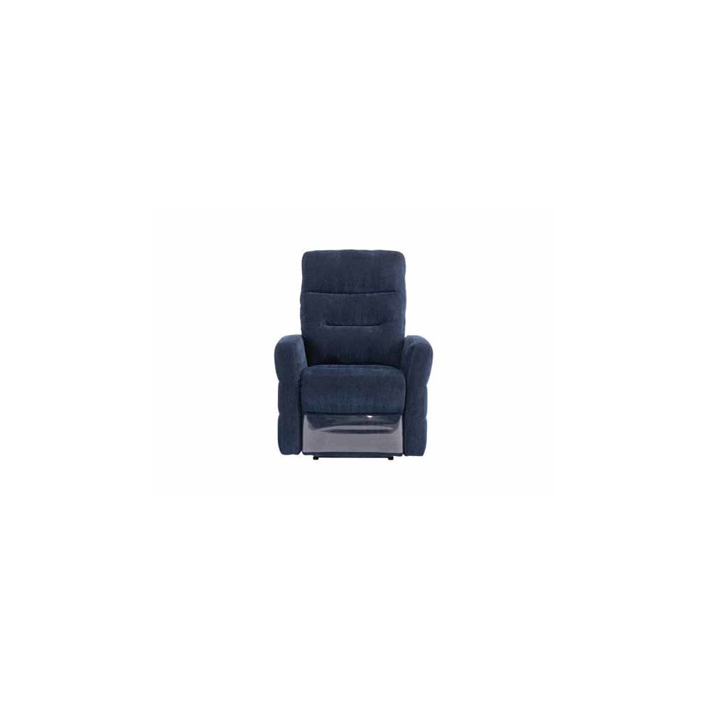 PHOENIX NAVY BLUE HERRINGBONE FABRIC ELECTRIC RECLINER SOFA ARMCHAIR