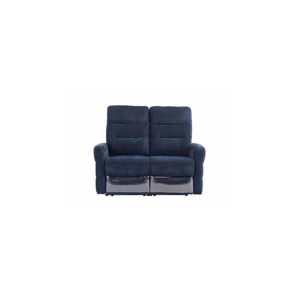 PHOENIX NAVY BLUE HERRINGBONE FABRIC ELECTRIC RECLINER 2-SEATER