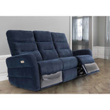 PHOENIX NAVY BLUE HERRINGBONE FABRIC ELECTRIC RECLINER 3-SEATER