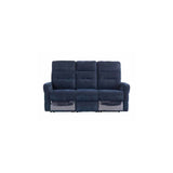 PHOENIX NAVY BLUE HERRINGBONE FABRIC ELECTRIC RECLINER 3-SEATER