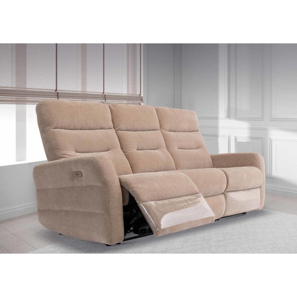 PHOENIX MINK HERRINGBONE FABRIC ELECTRIC RECLINER 3-SEATER