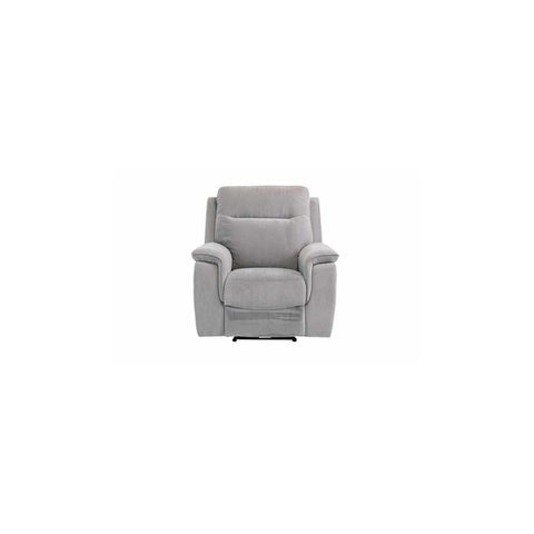 COPENHAGEN SILVER GREY HERRINGBONE FABRIC ELECTRIC RECLINER SOFA ARMCHAIR