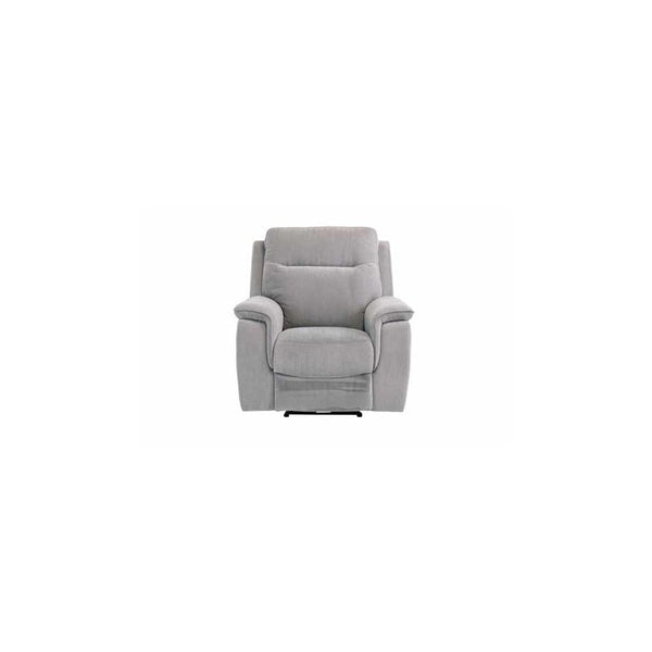 COPENHAGEN SILVER GREY HERRINGBONE FABRIC ELECTRIC RECLINER SOFA ARMCHAIR