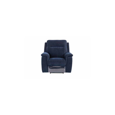 COPENHAGEN BLUE HERRINGBONE FABRIC ELECTRIC RECLINER SOFA ARMCHAIR