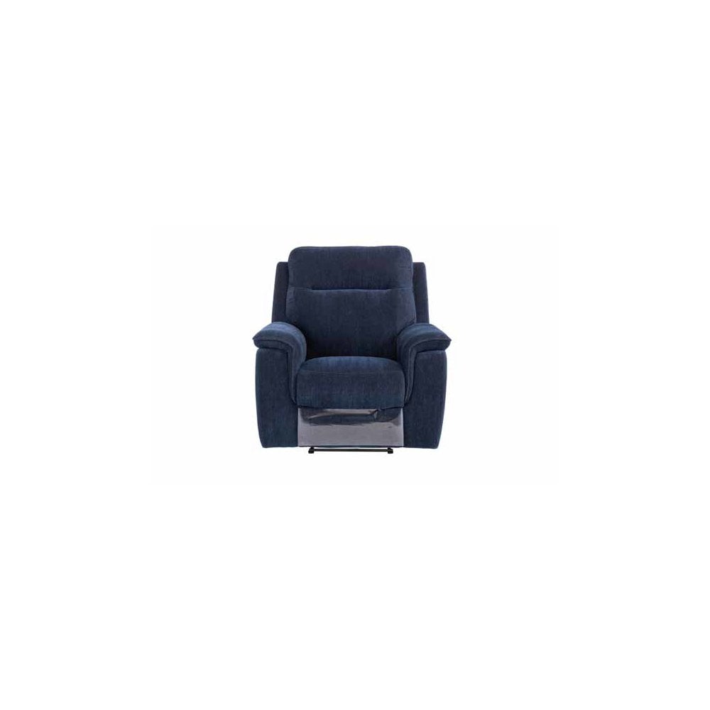 COPENHAGEN BLUE HERRINGBONE FABRIC ELECTRIC RECLINER SOFA ARMCHAIR
