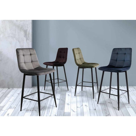 HAMBURG VELVET COUNTER STOOL AUBERGINE