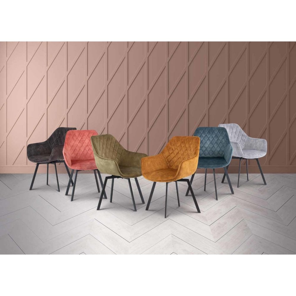 DOVER VELVET FABRIC 360 SWIVEL DINING CHAIR TEAL