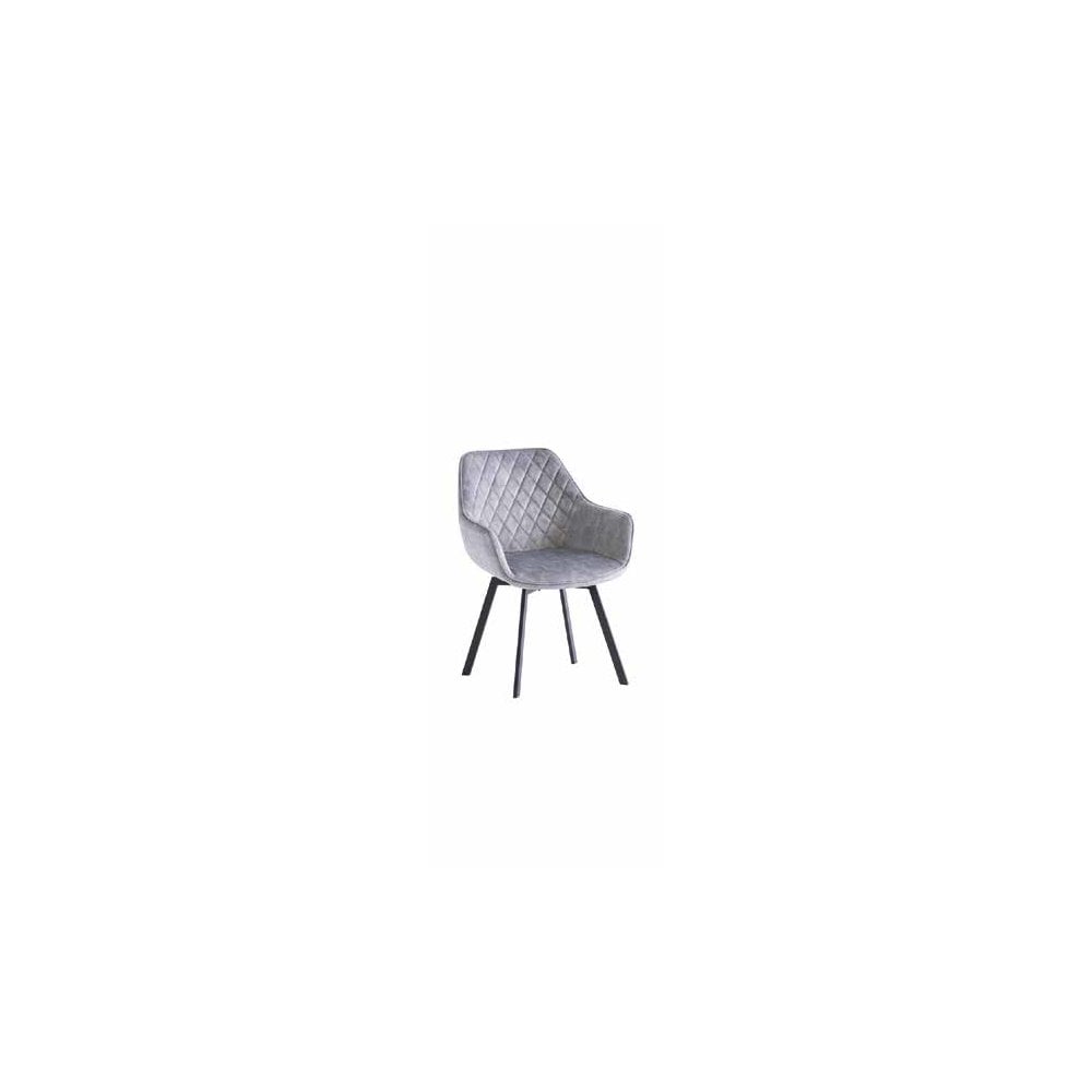 DOVER VELVET FABRIC 360 SWIVEL DINING CHAIR SILVER