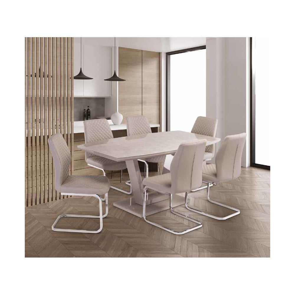 LAMBETH LATTE MARBLE LOOK 1.6M DINING TABLE
