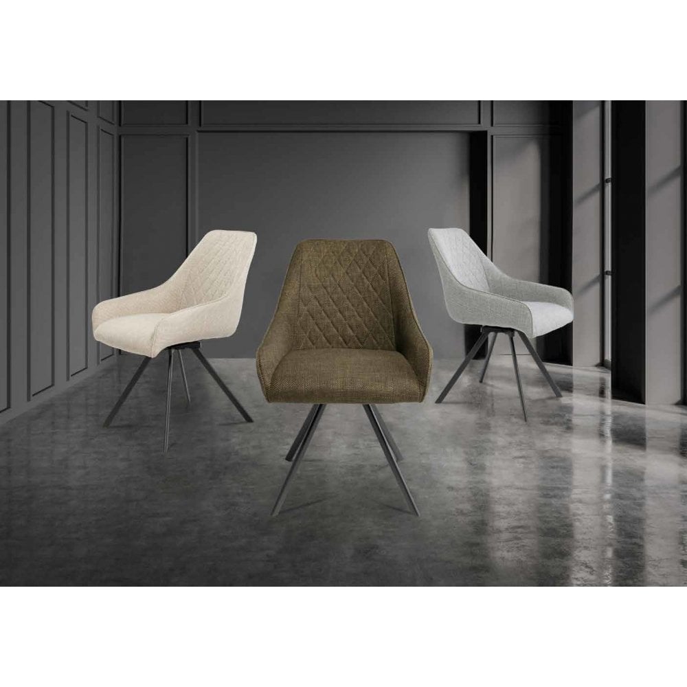 DARTFORD TEXTURED FABRIC 360 SWIVEL DINING CHAIR SILVER GREY