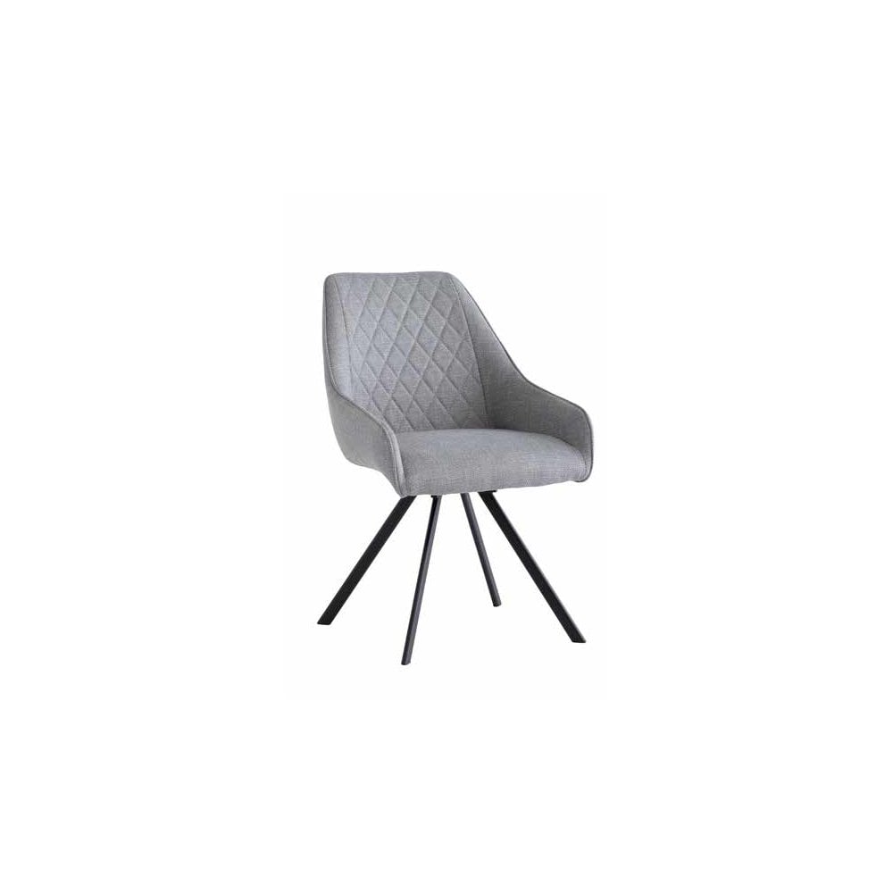 DARTFORD TEXTURED FABRIC 360 SWIVEL DINING CHAIR SILVER GREY
