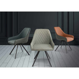 KANSAS FAUX LEATHER 360 SWIVEL DINING CHAIR DARK GREY / LIGHT GREY