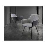 VALETTA FAUX LEATHER / FABRIC DINING CHAIR BLACK PU / SILVER GREY FABRIC