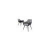 VALETTA FAUX LEATHER / FABRIC DINING CHAIR BLACK PU / SILVER GREY FABRIC