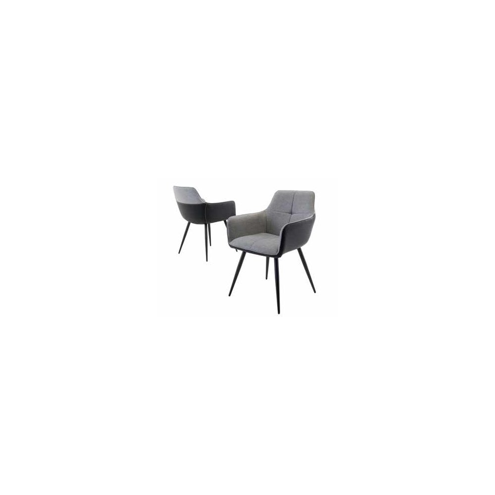 VALETTA FAUX LEATHER / FABRIC DINING CHAIR BLACK PU / SILVER GREY FABRIC