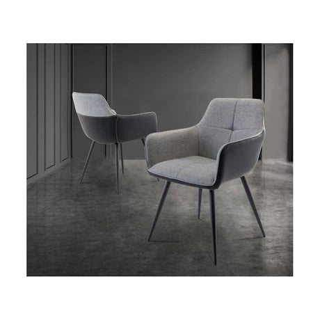 VALETTA FAUX LEATHER / FABRIC DINING CHAIR BROWN PU / STONE FABRIC