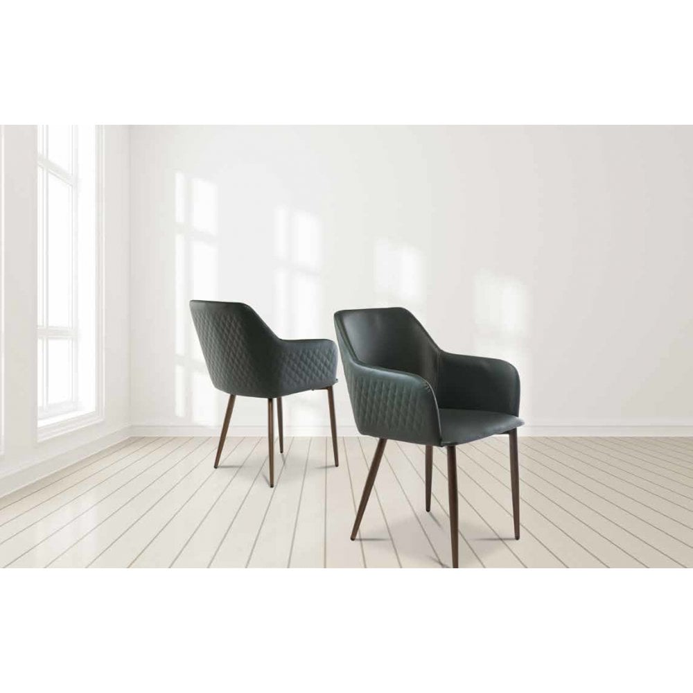 PRAGUE DARK GREEN PU DINING CHAIR
